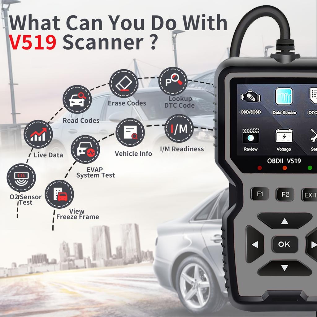 Тестер диагностики неисправностей автомобиля V519, считыватель кодов OBD, сканер OBD2 для сброса кодов ошибок, оборудование для обслуживания транспортных средств, поиск неисправностей автомобиля, портативный