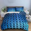 3Pcs Blue and Black Geometric Star Bedding Set, Seamless Pattern Print Duvet Cover + 2 Pillowcases, Modern Decor