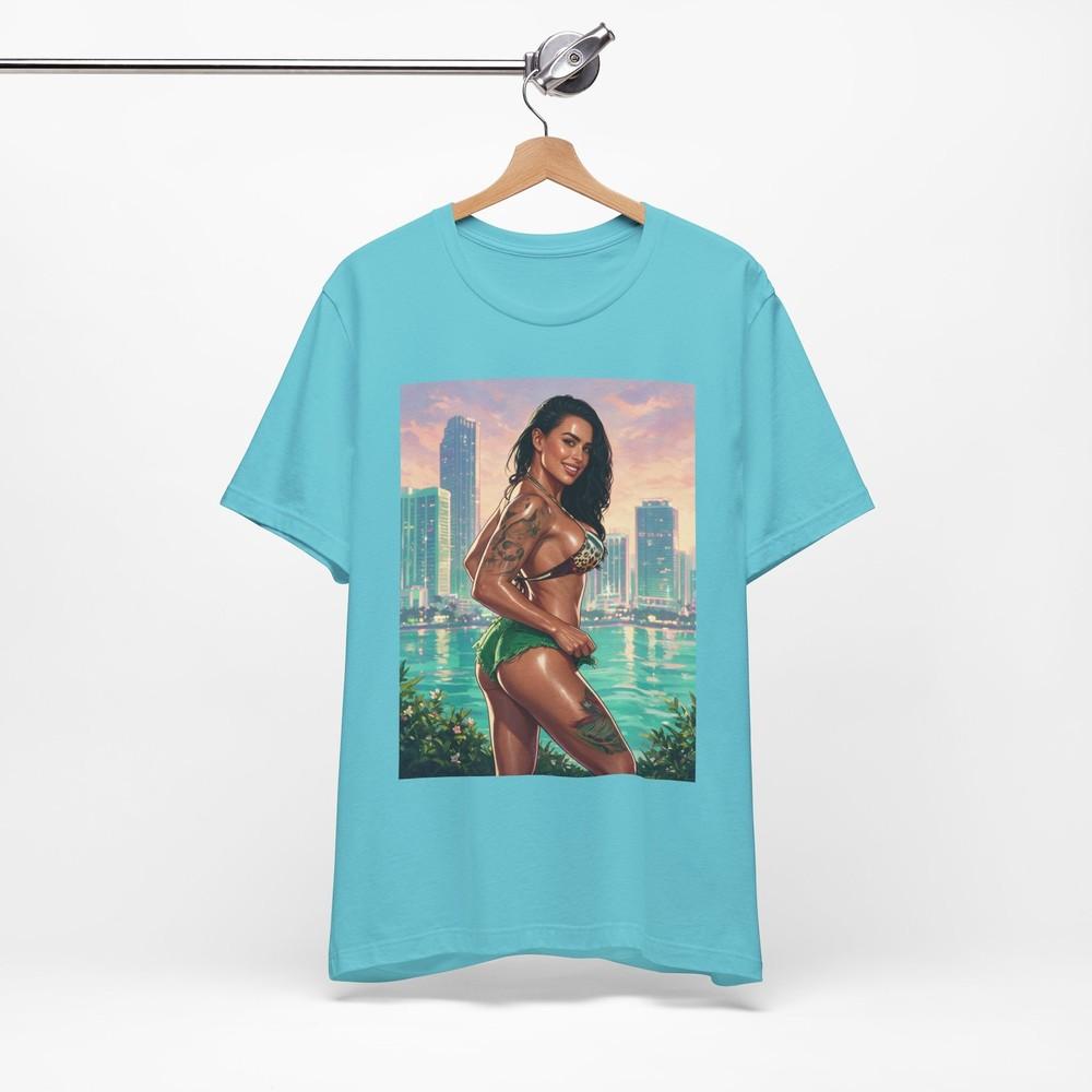 Eva Angelina Bikini Pinup T-Shirt | GTA 6 Graphic Streetwear Print Tee