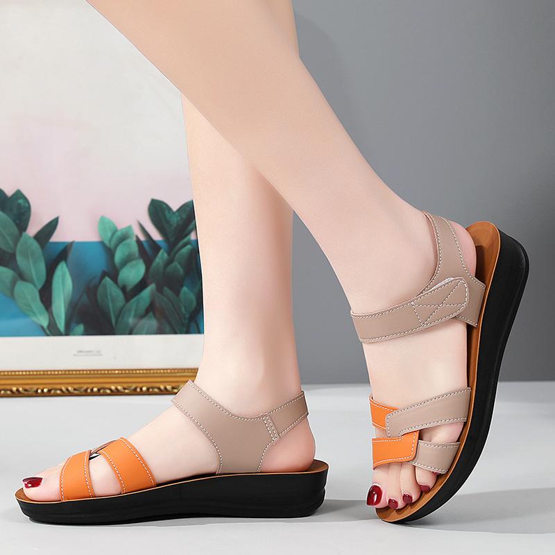 Женские летние римские сандалии на плоской подошве, нарядные повседневные сандалии с открытым носком для мам больших размеров