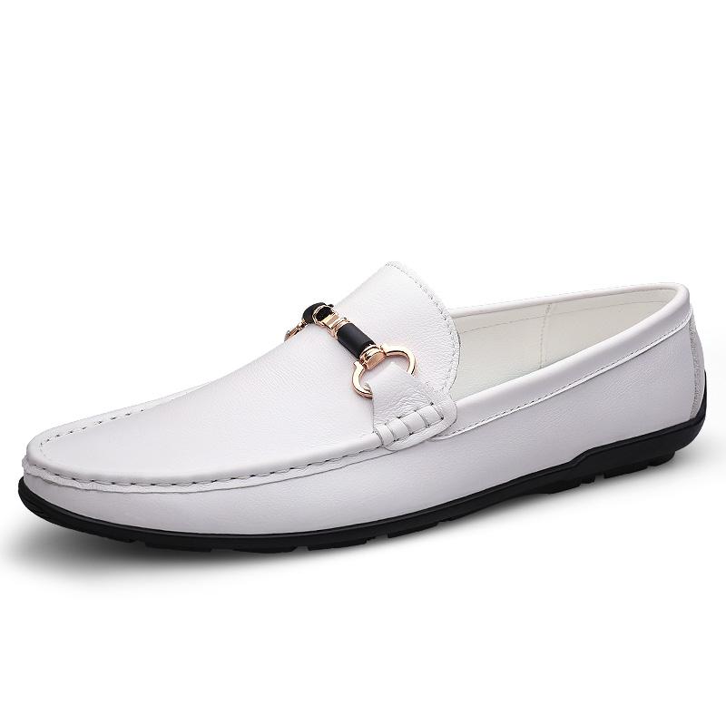 FashionHandmade White Men's Genuine Leather Loafers Wedding Party Men Shoes Luxury Elegant Dress Shoes for Men Breathable Mesh Flats