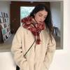 Christmas Red Plaid Couple Scarf - Imitation Cashmere Neck Warmer, Korean Style Autumn/Winter Accessory