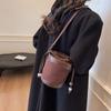 Fake Suede and PU Shoulder Bucket Bag High-quality Solid Rope Large Capacity Autumn New Style Crossbody Bag for Women