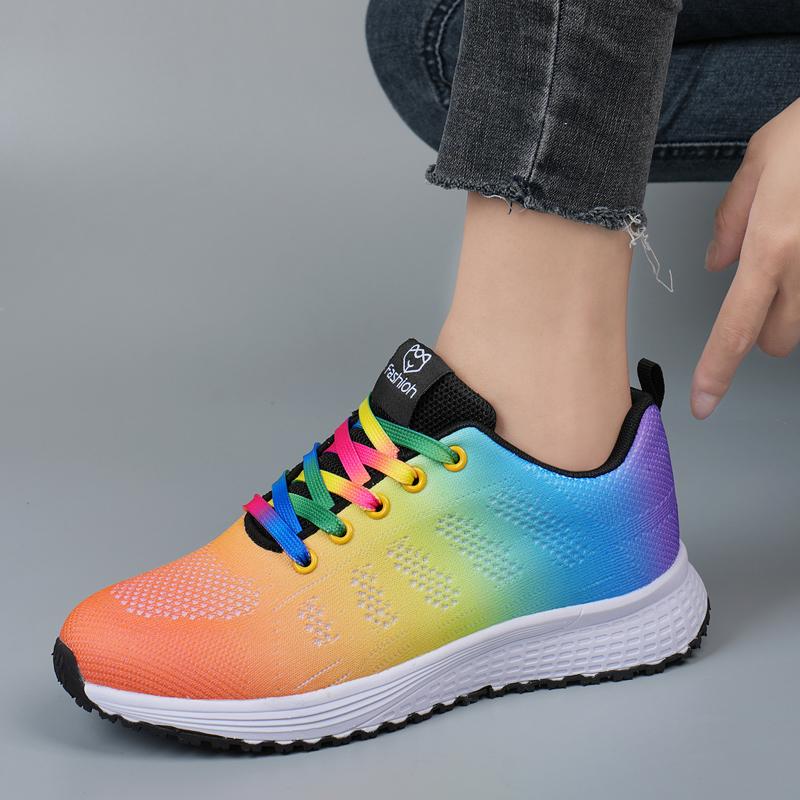 Fashion Women Sports Shoes for Women Summer 2024 Casual Tennis Shoes Breathable Walking Mesh Lace Up Flat Running Shoes Sneakers Female