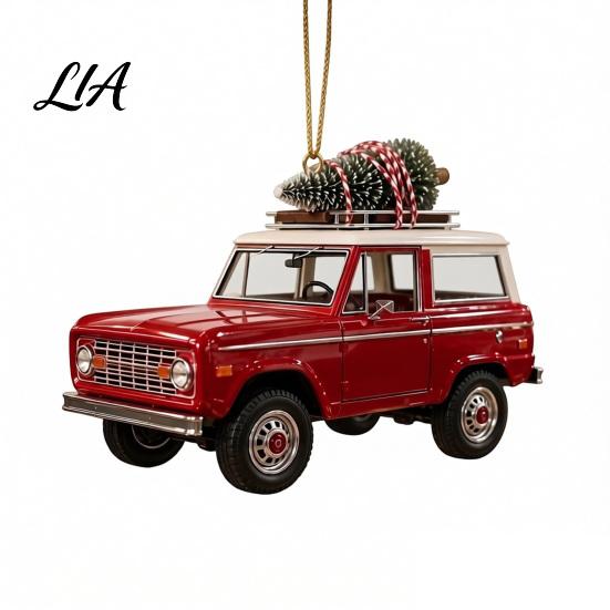 Custom Car Pendant Christmas Tree Hanging Ornament, Acrylic Flat Print for Seasonal Home Ornament Rearview Mirror, Festive Holiday Decoration,