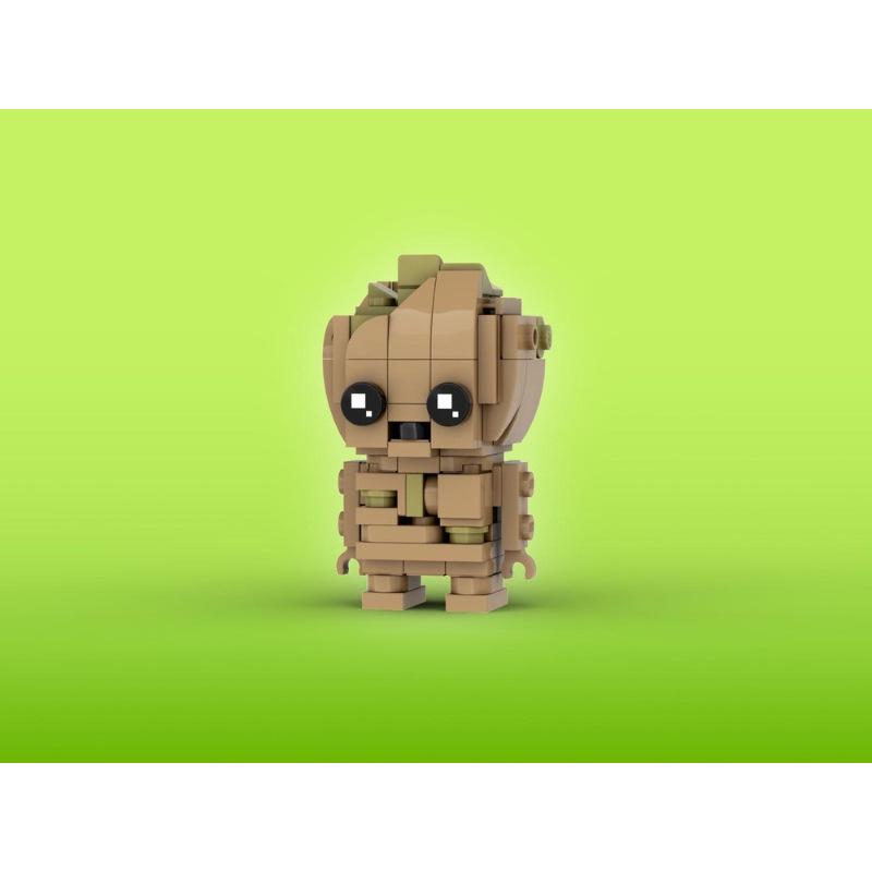 Платиновый BOBlocks MOC-126084 Квадратноголовый Малыш Грут «Я есть Грут» Строительный набор