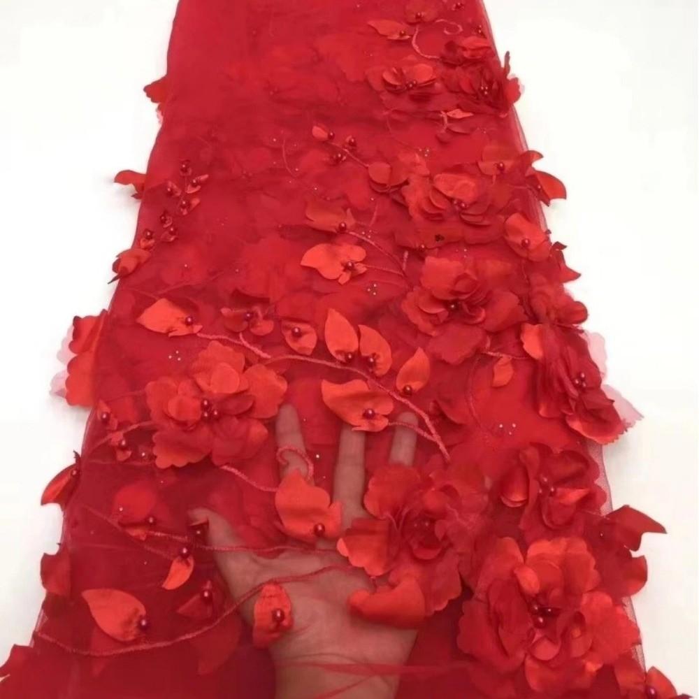 140cm*1 Yard 3D Flower Lace Fabric with Beads High Quality Embroidery Lace Fabric Handmade Clothing Sewing Fabric