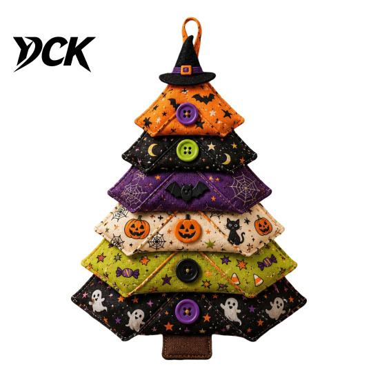 Quilting Crafts for Halloween DIY Quilted Fabric Tree Kit, Sewing Craft Decoration Adults Handmade Christmas Hanging Ornament Holiday Home Decor Step
