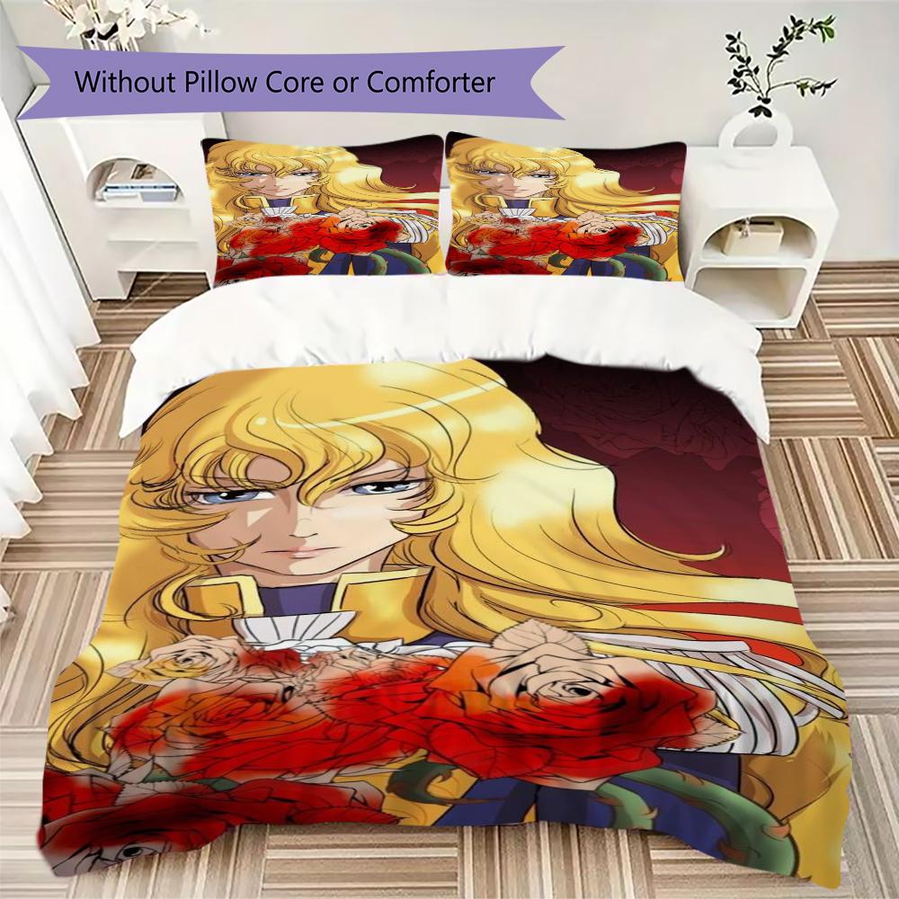 Versailles Rose Love Pattern Bedding uilt Set uilt Cover Pillowcase Home Decoration Birthday Gift (1 * duvet cover + 2 * pillowcase without core)237