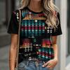 Casual Women's T-shirt Top Summer Round Neck Short Sleeve Retro Breathable Lightweight Shirt