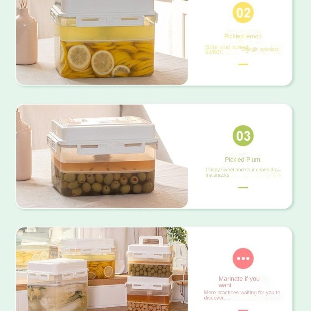 4/5L Pickle Jar with Press Plate Kitchen Organizer Bins  Travel Household Office