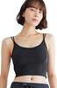 Bambi Water Patented Cotton Camisole with Short Bra Adjustable Cropped Length Women's Cups, Top, (LL, Black)