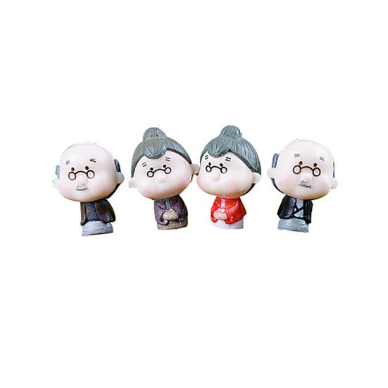 4Pcs Miniature Old Granny Grandpa Doll Ornaments Home Garden Crafts Decoration