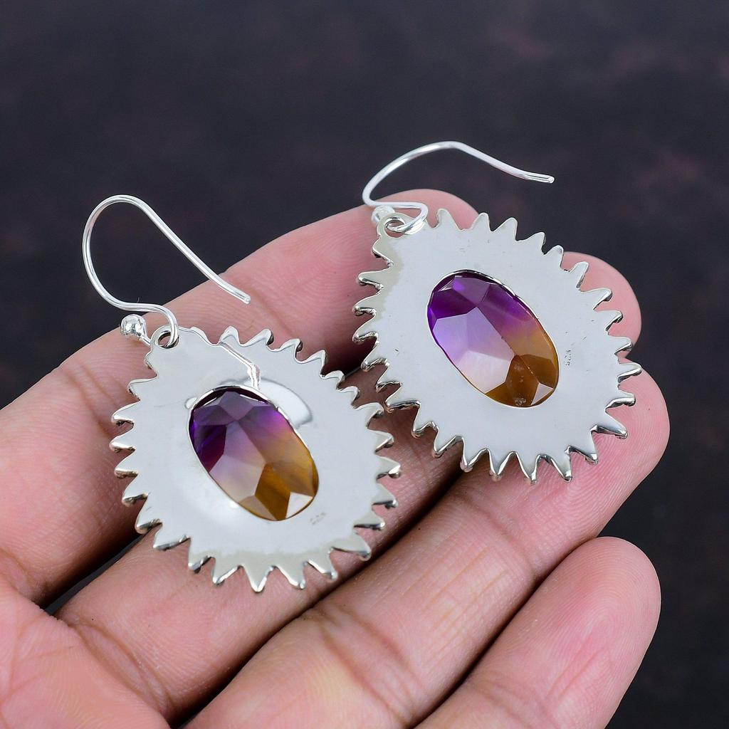Faceted Ametrine Earrings Genuine Gemstone Jewelry 925 Sterling Silver Earring Handmade Earring Ametrine Jewelry Unique Earring Gift For Mom