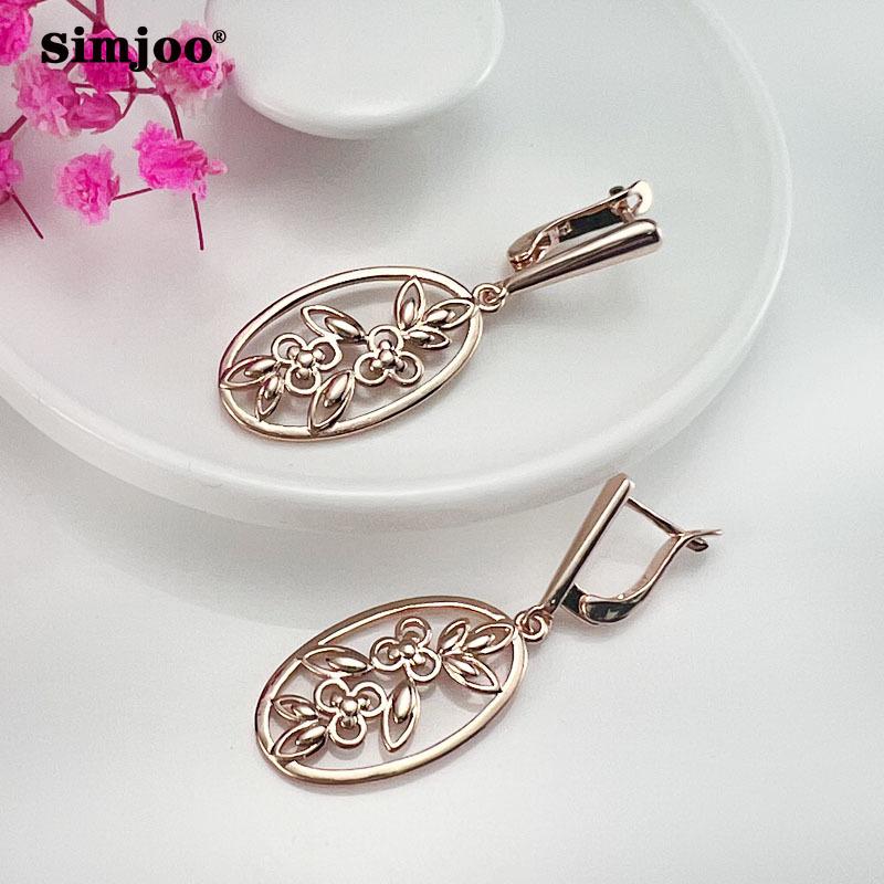 SIMJOO Винтажные полые серьги из розового золота