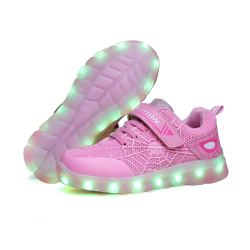 Best-Selling Children's LED Light-Up Shoes – USB Rechargeable Spider Design Sports Sneakers for Boys and Girls