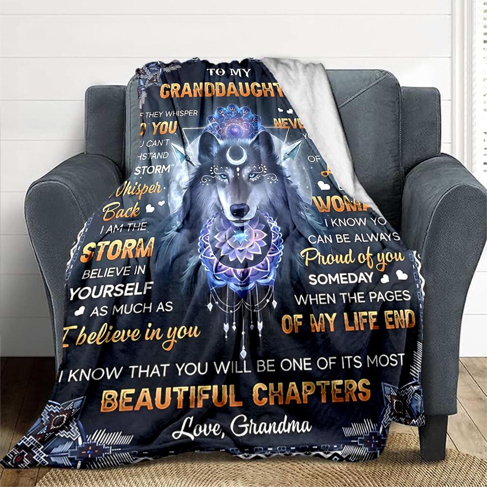 1pc To Granddaughter Love Envelope Blanket, Lightweight Flannel Throw For Sofa, Bed, Travel, Camping, Livingroom, Office, Couch, Chair, And Bed,