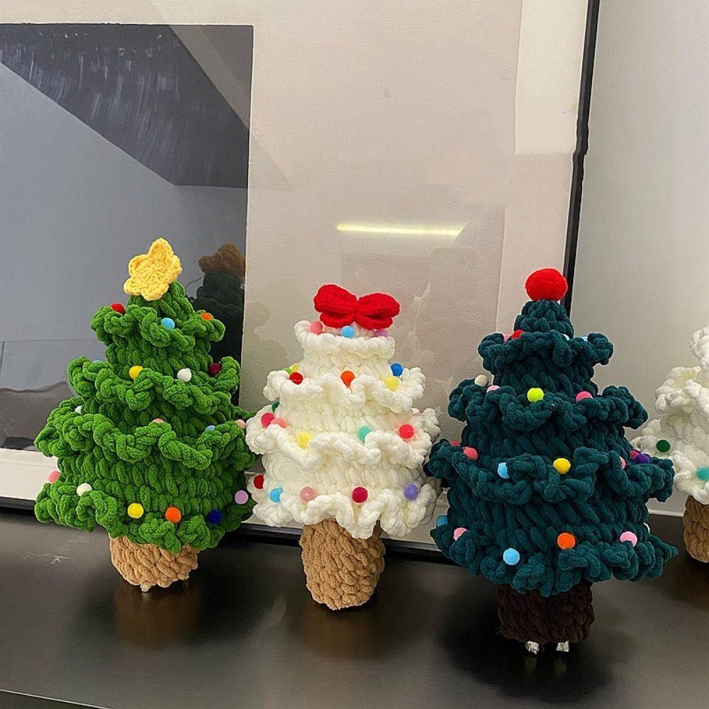 Handmade Xmas Tree Crochet Kits Easy Yarn Thread Crochet Material New Year Gift