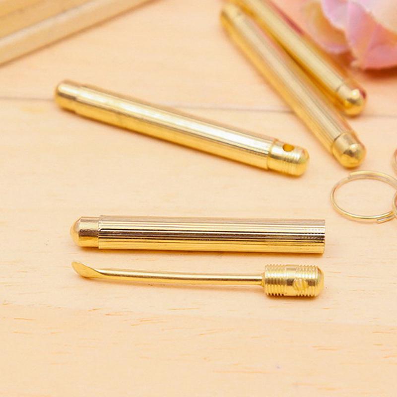 Золотая ухочистка складного типа, инструмент для удаления ушной серы с прикрепленной ушной ложкой для личной гигиены