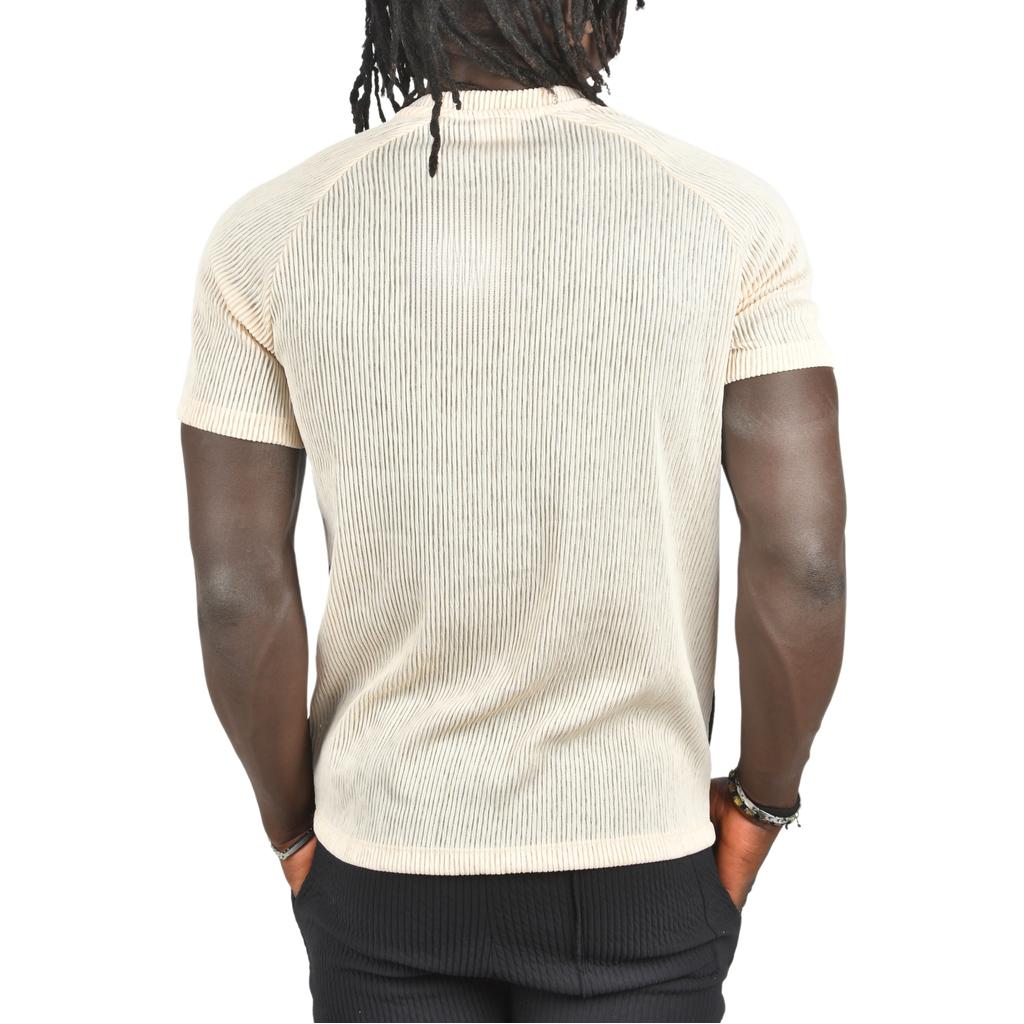 Облегающая футболка DeepSEA из лайкры в рубчик с боковыми полосками и надписью спереди 2403231