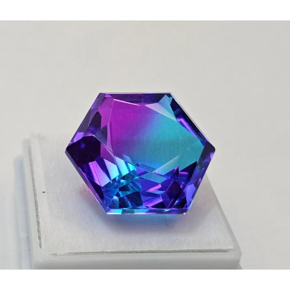 20+ Ct Natural Tourmaline Bi-Color Hexagon Cut Fabulous Certified Gemstone