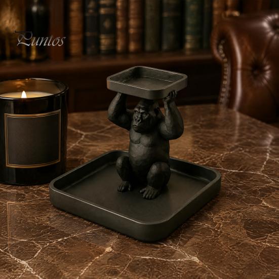 Настольный органайзер для ключей, 3D-печатный гонконгский горилла, декоративный поднос, фигурка в приседе с двухъярусным хранилищем, крутой настольный поднос для украшений, мелких безделушек, креативный