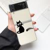 Забавный Черный Кот Модный Чехол для Телефона Samsung Galaxy Z Flip 3 4 5 6 7 Жесткий Складной Z Flip4 Прозрачный ПК Чехол-Защита Подарок