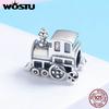 High Quality 925 Sterling Silver Vintage Locomotive Train Car Beads Fit Charm Bracelet DIY
