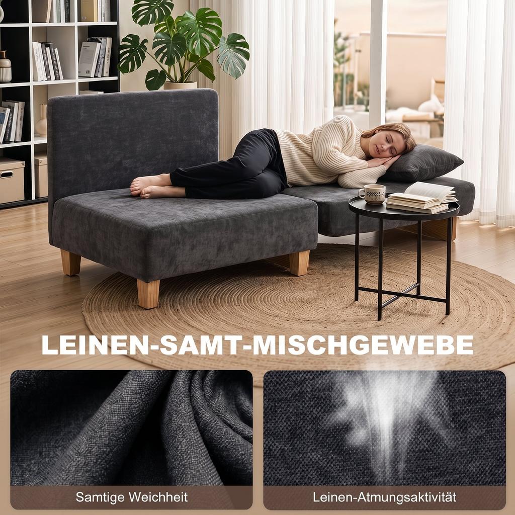 Sleeper Chair 2-in-1 with Bed Function 2 Cushions 183x57 cm Dark Gray