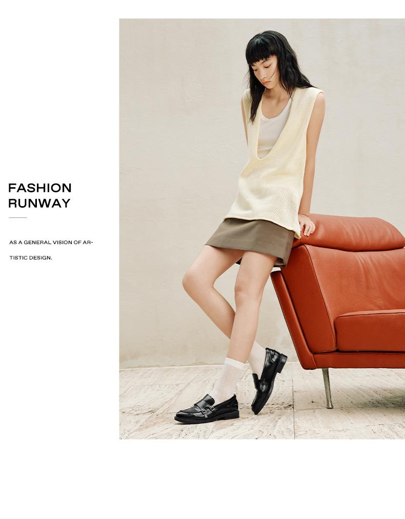 Belle Leisure Comfortable Commuting Le Fu Shoes Women's 2025 Spring New Shopping Mall Same Genuine Leather Fashion Shoes