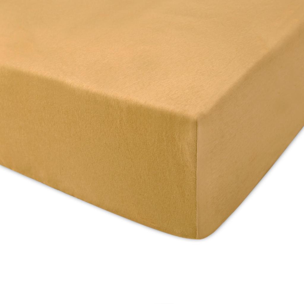 Fitted sheet 140x200 elastic JERSEY 100% COTTON dark yellow