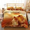 Lion Duvet Cover Set Microfiber Couple Bedding Set For Boys Teens 3D Animal Print Comforter Cover African Wildlife Quilt Cover