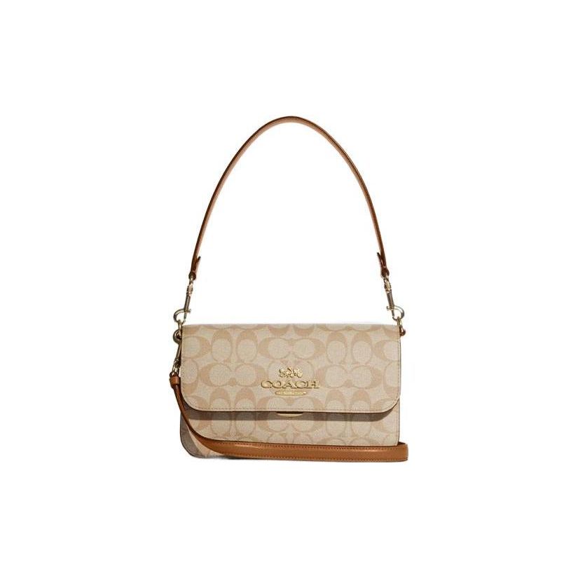 Coach Brynn 23 Classic Monogram Flap Top Detachable Long Handle Adjustable Shoulder Strap Canvas With Leather Tote Crossbody Shoulder Bag CA529-IMNLJ
