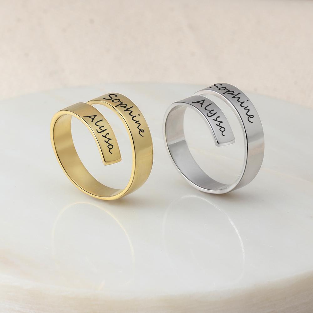 Personalized Gold Tone For Women Color Rings Copper Adjustable Name Engraved Rings Celebration Gathering Birthday Giveaway GiftsParty Present