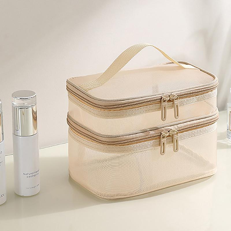 1 шт. сетчатая косметичка, сетчатая косметичка для офиса, дорожные сумки для хранения, двухслойные косметички