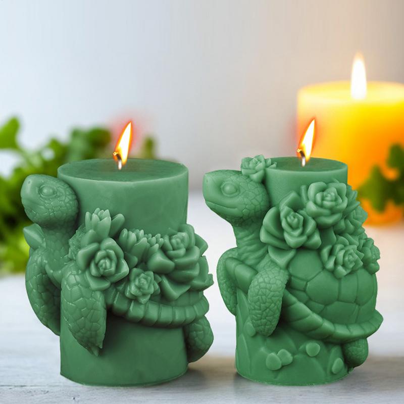 3D Силиконовая форма для свечей Суккулент Черепаха Камень для диффузора Украшение Эпоксидная смола Формы для животных Изготовление поделок из глины для торта Аксессуары