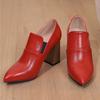 Fashion Vintage Block High Heels Pumps Loafers Shoes Point Toe Black Red Blue Women's Heeled Party Office Wedding Shoes Large Size 45 50