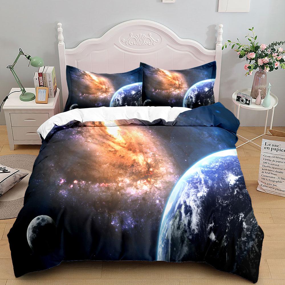 Комплект постельного белья Galaxy, односпальный, двуспальный, размера King Queen, 2/3 шт., комплект постельного белья, тематика «Вселенная, космос», одеяло для детей