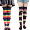 Cute Rainbow Striped Stockings Overknee Knee Thigh High Socks Striped Long Socks  Xmas