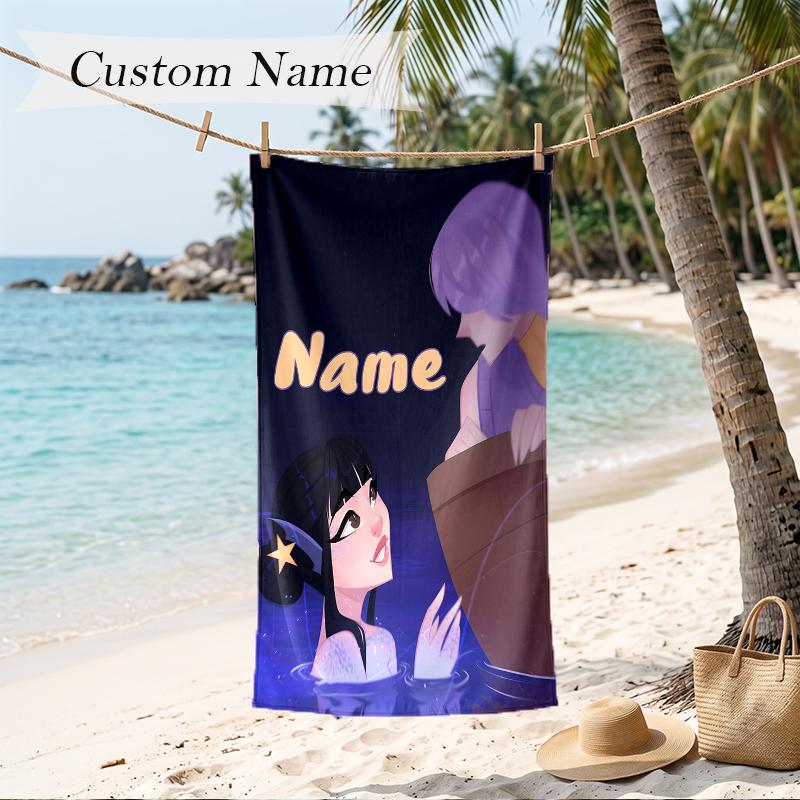 Mystery & Zoey Custom Name Printed Beach Towel Personalized Soft Towel For Swimming Beach Travel