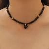 Sweet Cool Spicy Girl Style Hip Hop Imitation Zircon Crystal Heart Shaped Choker Necklace Pendant