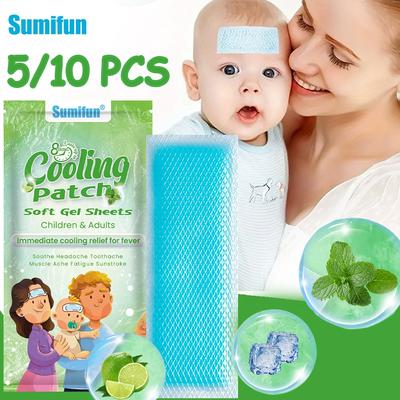Sumifun 5/10 шт. Охлаждающий пластырь с гелем Cold Sense Летнее длительное охлаждение Взрослые и дети Предотвращение теплового удара Пластырь для снижения температуры