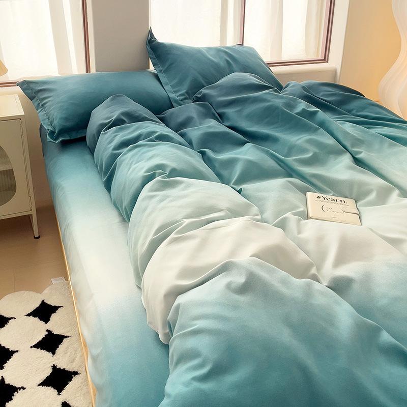 Утолщенный потертый комплект из четырех предметов, осенне-зимний комплект из хлопка из 4 предметов, простыня, пододеяльник, комплект наволочек, постельное белье.