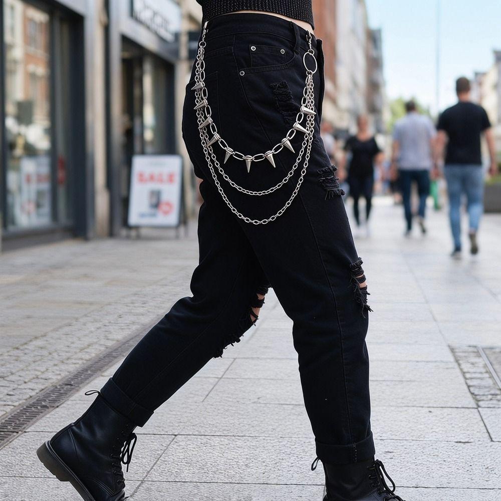 Double-layer Metal Waist Chain Studded Punk Belt Chain Personality Rivet Studded Pants Chain Steet