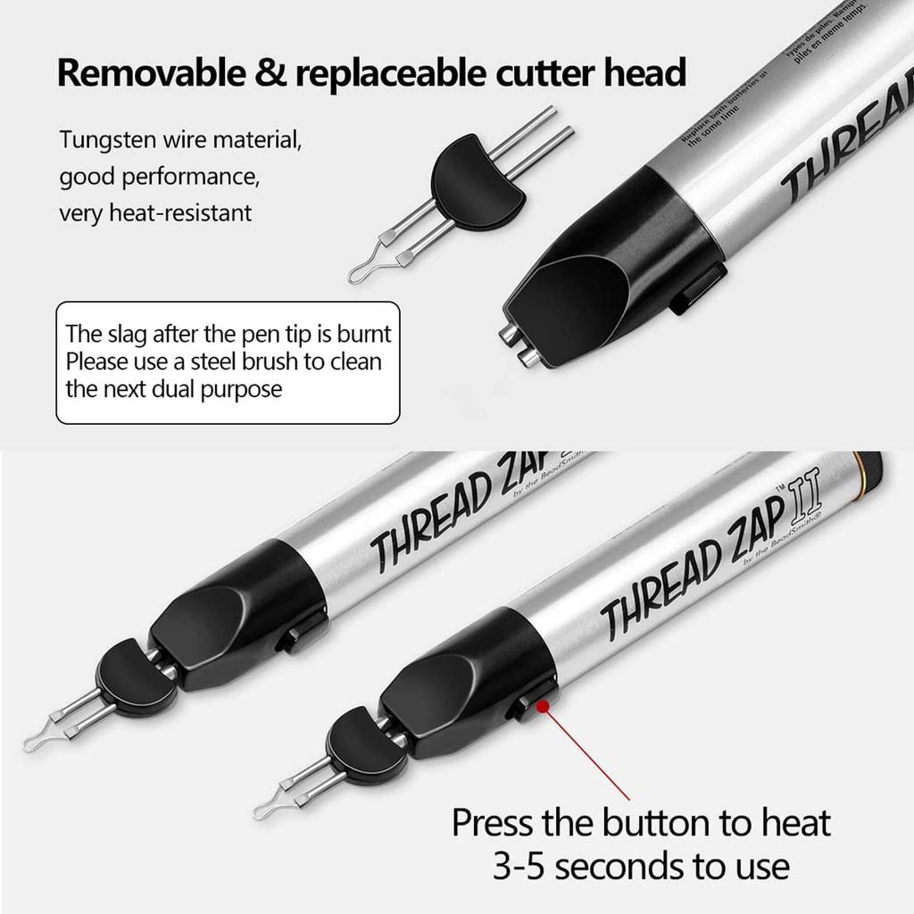 Portable Battery Powered Thread Zap Style Burner - Fast Heating Cord Cutter & Melter Pen for DIY Bead Weaving Crafts