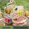 Outdoor Sealed Food Storage Box Handheld with Lid Food Container Transparent Keeping Fresh Freshing Box Kitchen Supply