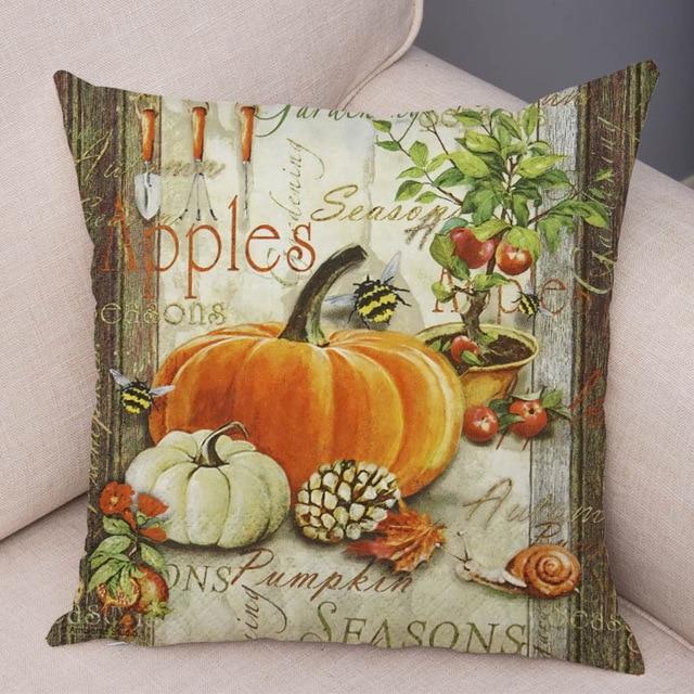 Color Watercolor Pumpkin Pillowcase Super Soft Polyester Decorative Plant Cactus Cushion Cover Suitable for Car Sofa Pillowcase