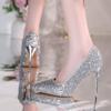 New Women High Heels Pumps Sequins Glitter Luxury Designer Pumps Plus Size 43 Wedding Bridal Gold Valentine Dress Work Shoes