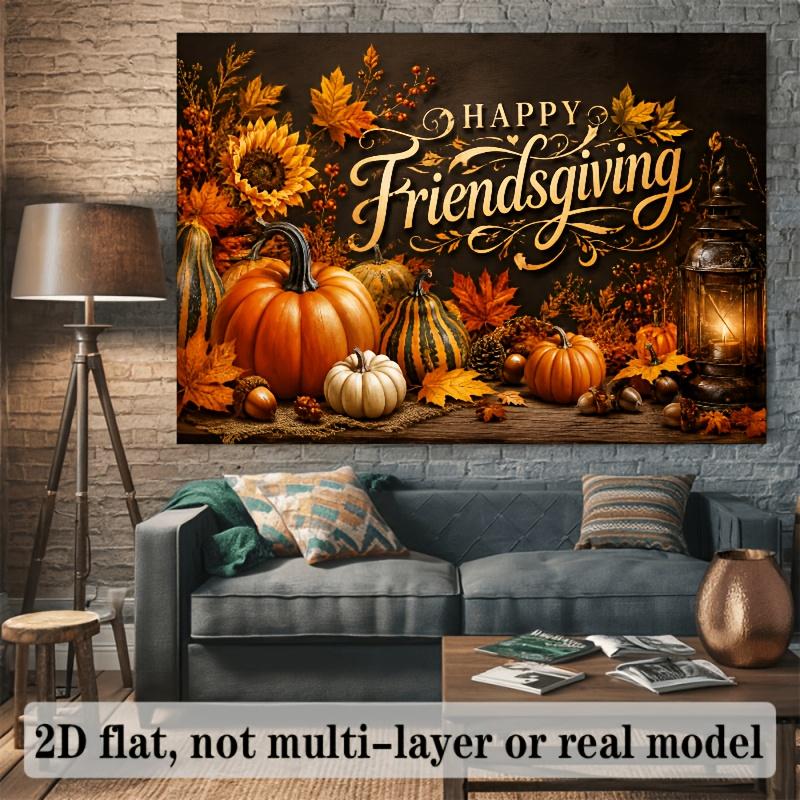 2D plane Thanksgiving theme banner background featuring autumn harvest elements such as pumpkinszyc