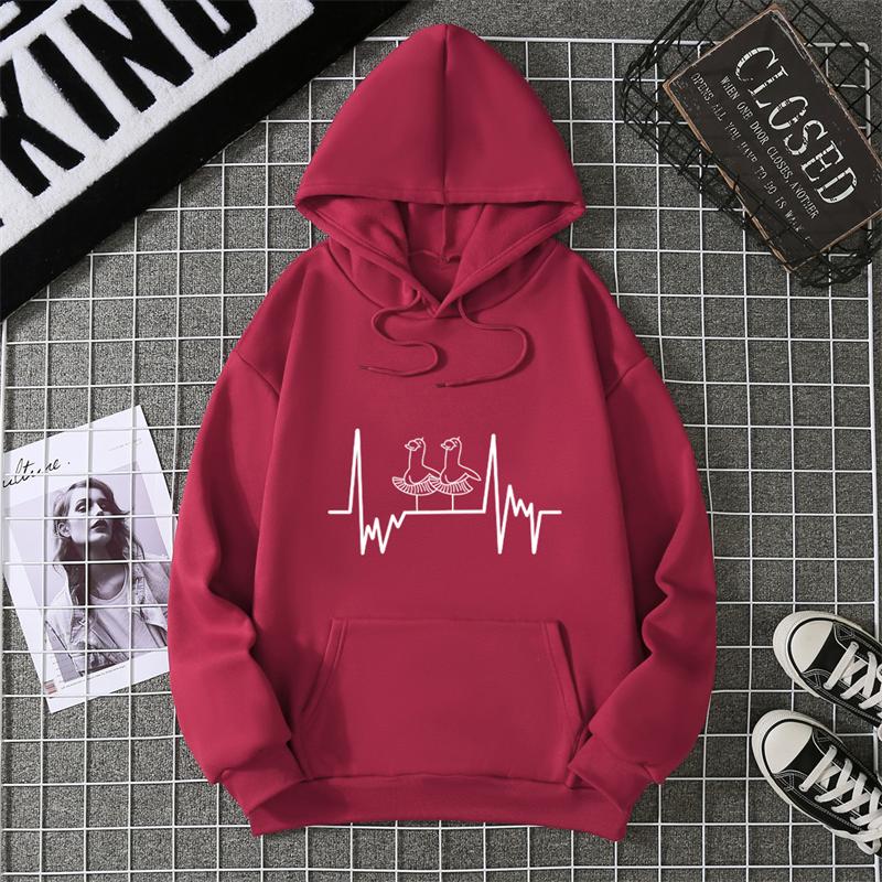 Heartbeat Runner Graphic Hooded Sweatshirts In Hoodies Sweatshirts Essentials Winter Thick Sweater Hoodie Women Clothes